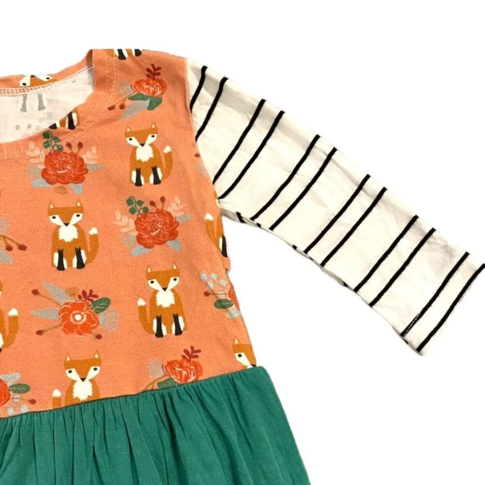 Pretty Me Sz 5 Mixed Print Fox Dress